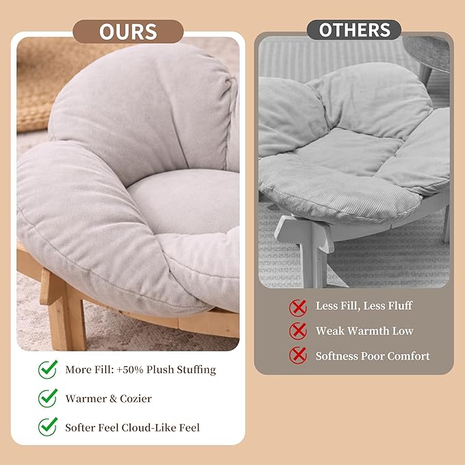 Elevated Wooden Cat Bed with Fluffy Removable Cushion, Modern Petal Shaped Cat Couch Sofa for Indoor Cats Small Dogs 40lbs Capacity Easy to Assemble (White)