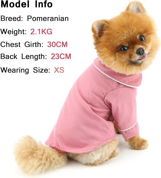 SMALLLEE_LUCKY_STORE Dog Pajamas for Small Medium Dogs Cats Soft Pet Sleepwear Shirts Comfortable Lapel Pjs Loungewear Clothes Bulldog Chihuahua Yorkie Two-Legged Outfit, Violetred, XXL