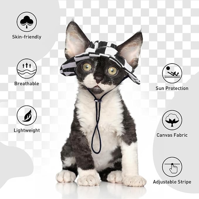 QBLEEV Cat Hats for Cats Only, Sphynx Hat with Ear Hole, Kitten Headwear Mini Sun Sombrero Caps, Summer Cat Cowboy Hats, Pet Chihuahua Sunscreen Baseball Outdoor Climbing Cap Birthday Party