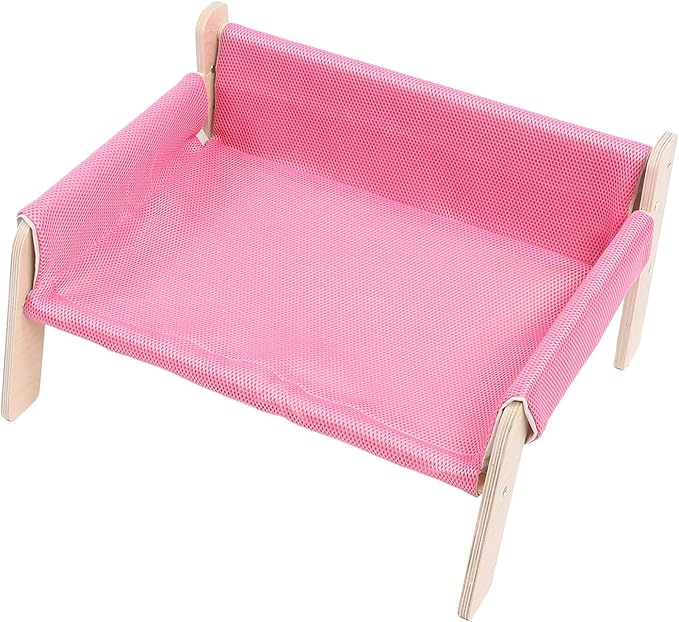 Cat Hammock, High Strength Pine Wood Minimalist Design Elevated Multifunctional Cat Furniture, Elevated Bed with for Cats Kittens and Puppies (Pink)
