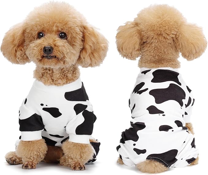 Adorable Cow Print Dog Pajamas – Lightweight, Cozy Four-Legged Outfit for Small to Large Dogs and Cats, Soft and Snuggly Pet Wear for Everyday Comfort and Cuteness.M