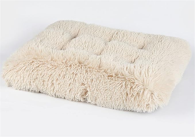 Plush Calming Pet Cuddler for Dogs and Cats - Fluffy Faux Fur Dog Bed with Anti Slip Bottom - Machine Washable - 2XL Apricot