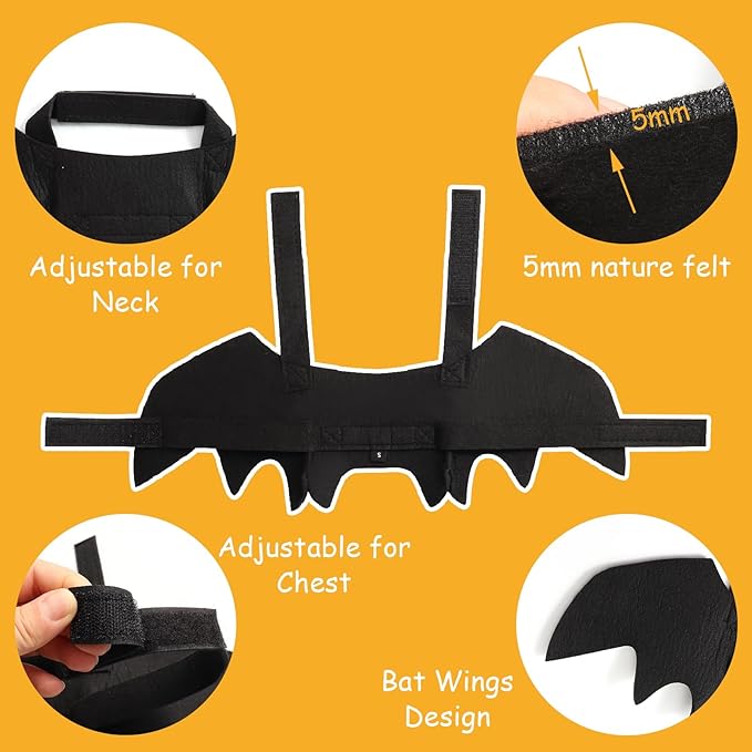 Cat Bat Wings Cat Bat Costume Cats Halloween Costumes Cute Bats Wings for Cats Kitten Halloween Costume Kitten Bats Wing Pet Halloweens Dress Up Accessories,Black S