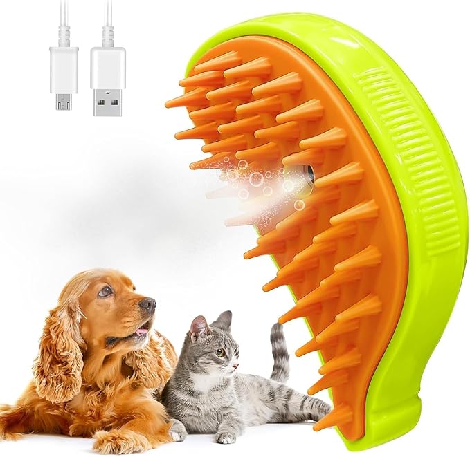 2024 Multifunctional Pet Grooming Brush - 3-in-1 Detangling and Massage Comb for Removing Loose Hair from Cats and Dogs (Banana)
