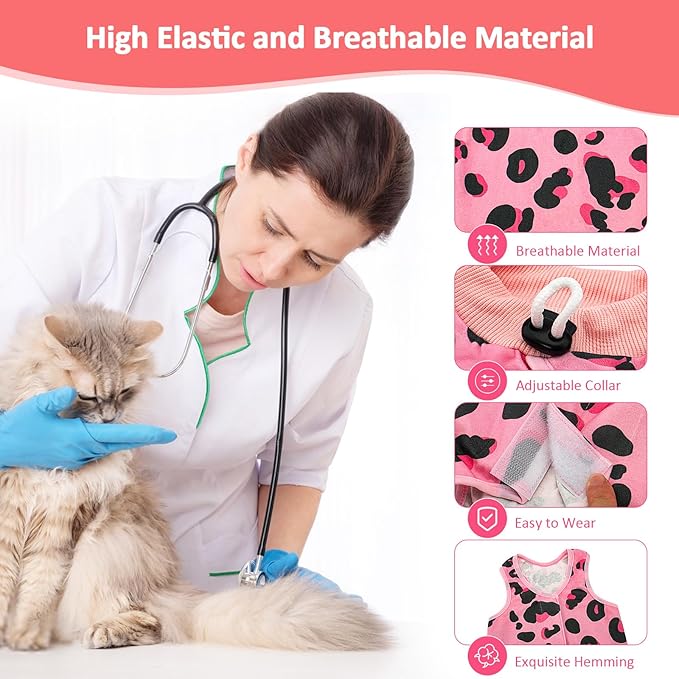 2 PCS Cat Recovery Suit Female Cat Onesie for Cats After Surgery Spay Abdominal Wounds, Kitten Recovery Suit Female Breathable E-Collar Alternative Kitten Onesie Anti Licking Large