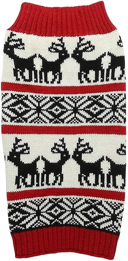 Lanyarco Ugly Dog Christmas Sweaters, Vintage Knit Xmas Reindeer Holiday Festive Pet Clothes Outfit, Christmas Dog Sweater for Large Dogs, X-Large (XL) Size Back Length 20"