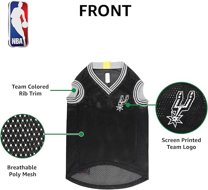 Pets First NBA SAN ANTONIO SPURS DOG Jersey, Large - Tank Top Basketball Pet Jersey