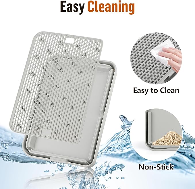 Large Cat Litter Box Step Mat, 16.5"x11.2" Cat Ramp Stairs, Cat Litter Catcher for Self-Cleaning Litter Box, Cats Pedal Step Stool Ideal for Kitten & Older Cats (Light Grey)