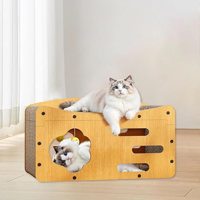 Generic Cat Scratcher House Cat Scratch Bed Supplies Durability Prevents Furniture Damage with Teasing Ball Grinding Claw Kitten Toy, 56cmx29cmx32cm