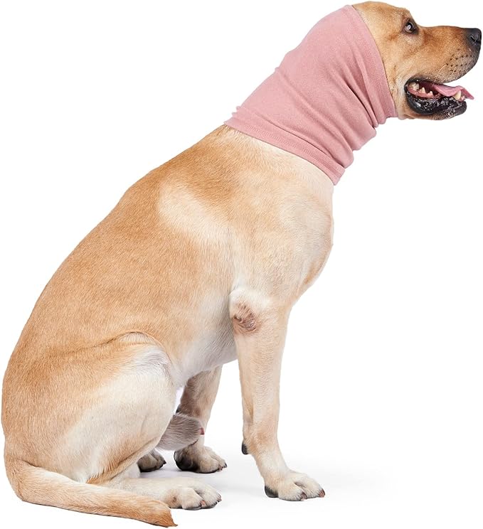 Dog Ear Cover Head Wrap Hematoma Compression Calming Quiet Ears Snood for Dogs Pink L