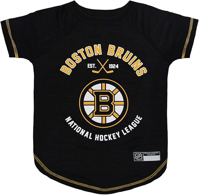 NHL Boston Bruins Tee Shirt for Dogs & Cats, Large. - Are You A Hockey Fan? Let Your Pet Be An NHL Fan Too!
