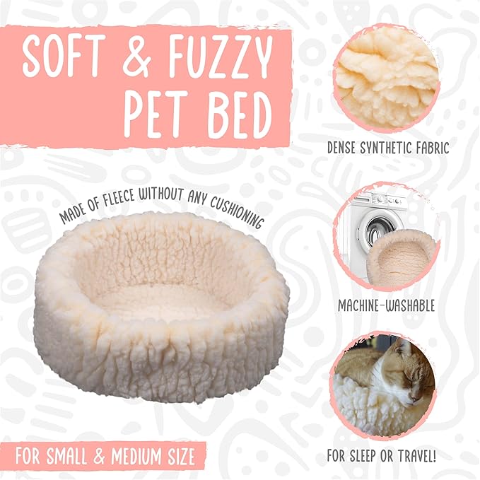 HUGGLEHOUNDS HUGGLEFLEECE HUGGLESNUGGLER Bolster Dog and CAT Bed, Natural, X-Small