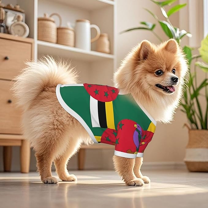 Dominica Flag Dog Shirt Pet Cotton T-Shirt Soft Breathable Dog Clothes Stretchy Puppy Outfit Doggy Tank Top Funny Outdoor Apparel Daily Wear for Small Medium Dogs Cats Green Medium