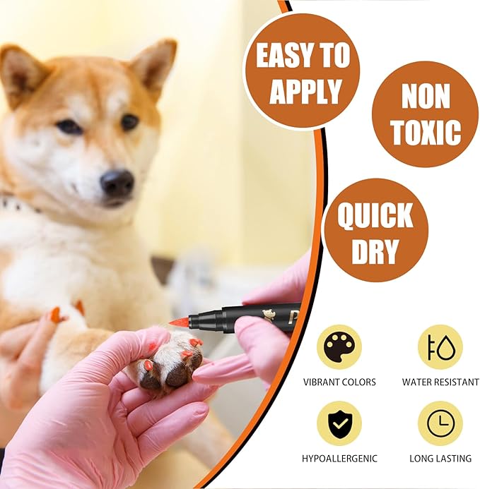 7 Colors Dog Nail Polish Pens Quick Dry,Pet Safe Nail Polish,Easy to Apply,Non Toxic,DIY Dogs Puppy Nails