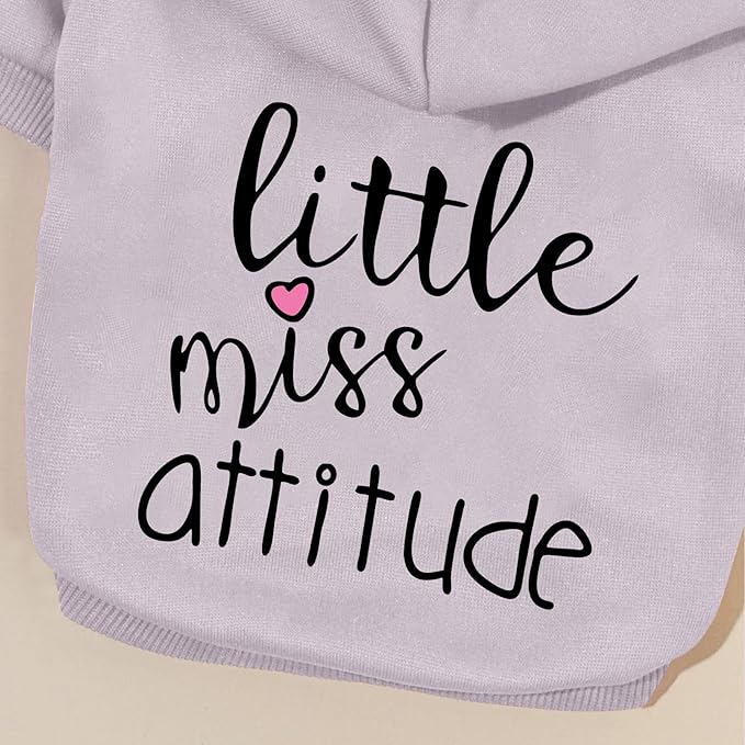 Cat Hoodies for Cats Puppy Pet Clothes Cat Apparel Little Miss Attitude Print Dog Hoodie for Small Medium Dogs Outfits for Kittens(Purple,2XL)