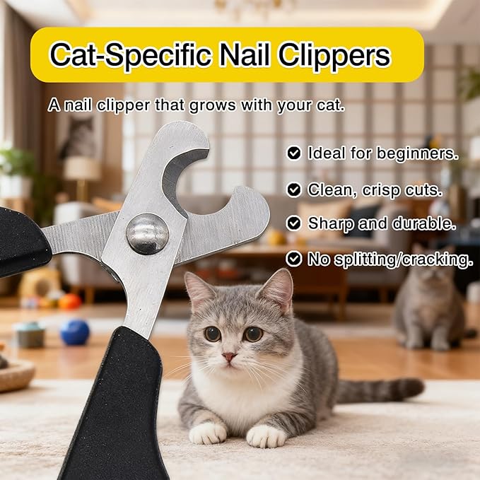 Professional Pet Nail Clippers(Yellow,2-Pack) for Cats & Small Pets, Upgraded Stainless Steel Claw Trimmers for Kittens, Puppies, Rabbits & Small Dogs