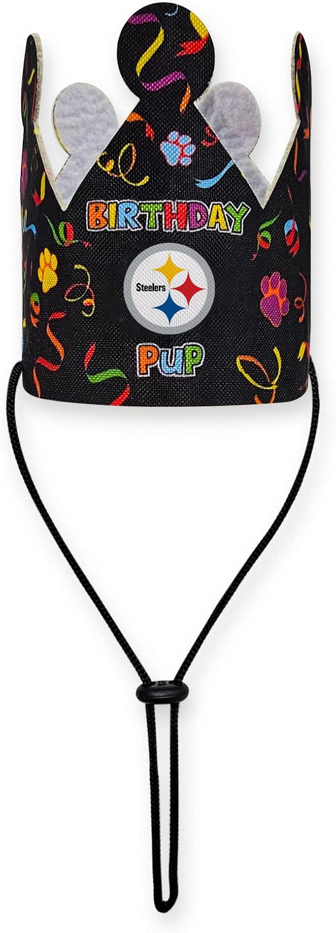 NFL Pittsburgh Steelers Pet Birthday Crown, Licensed Dog & Cat Birthday Party Hat, Football Team Costume Accessory, Pet Celebration Outfit