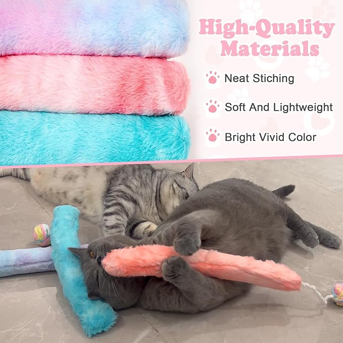 Cat Kicker Toy Large 3pcs, Catnip Toys for Cats, for Indoor Cats, Interactive Kitten Toys with Bell 14.6in/37cm
