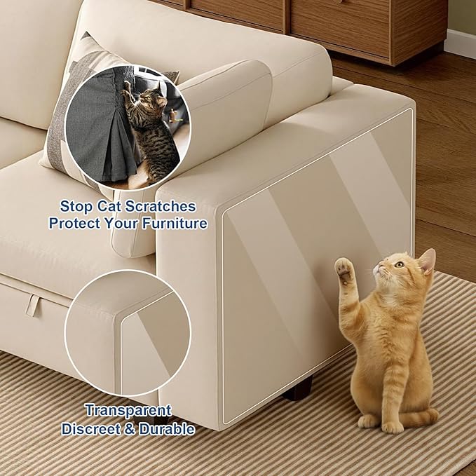 Anti Cat Scratch Furniture Protector, 14" Couch Protector from Cat Claws, Cats Couch Protector Couch Cat Scratch Protector Transparent Sofa Guard Shield Single Sided Sticky Tape, 20 Pack