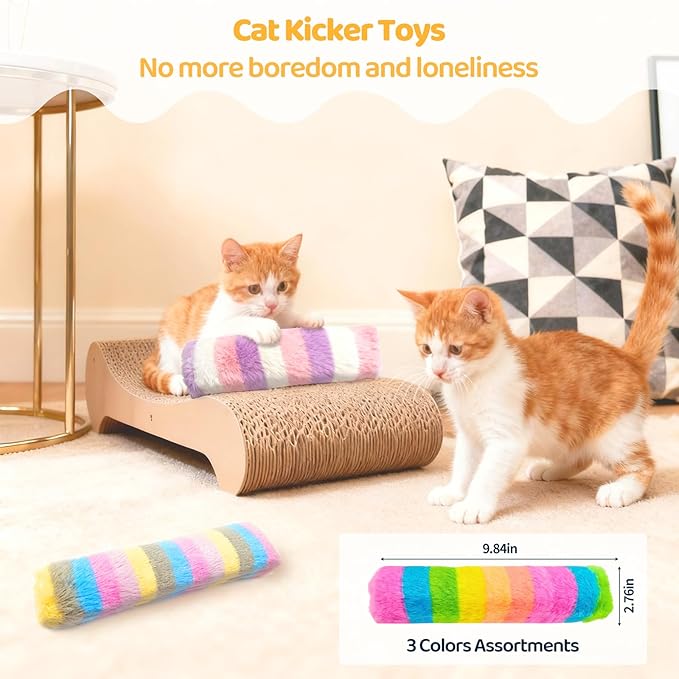 Kerros Cat Toys Pillows 3 Pack, Soft Cat Kitten Toy with Catnip Inside Interactive Toys for Indoor Cats Kittens Self Play, Kick, Swatting, Biting, Hunting, Exercise