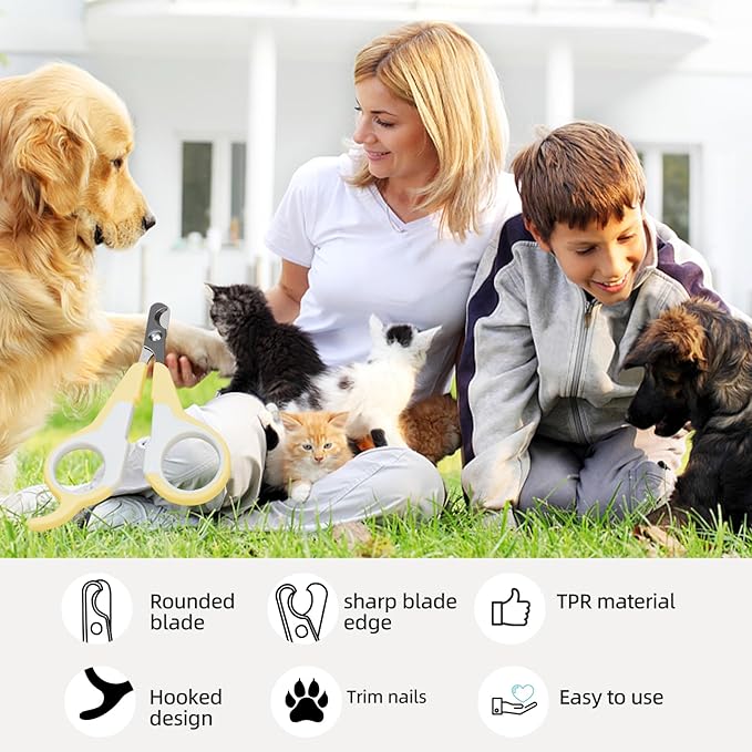 Yellow Cat Nail Clipper Scissor Style Cat Claw Clippers Cat Toenail Clippers Professional Pet Nail Trimmer for Kitten Cats Puppy Small Dogs Rabbit