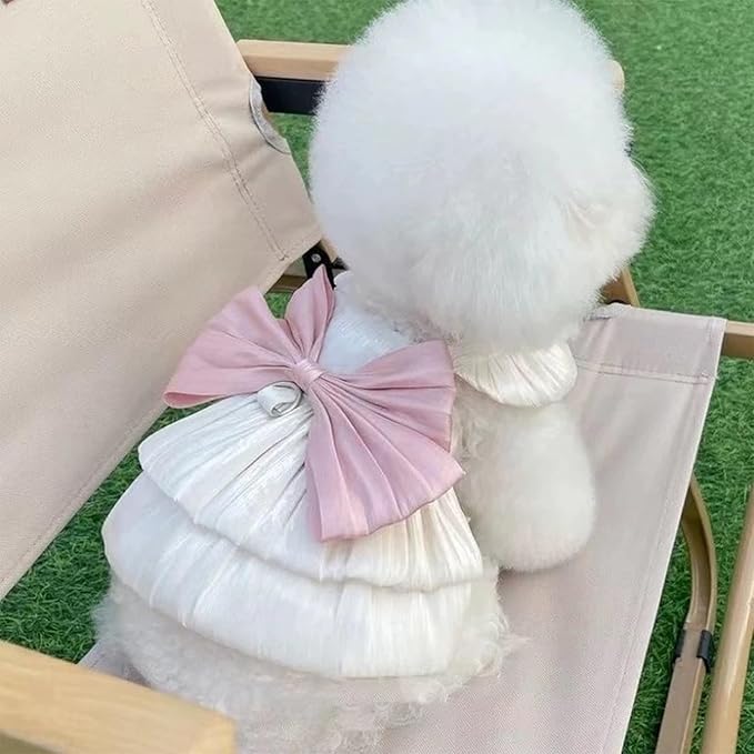 Dog Dress Cat Dresses for Small Girl Chihuahua Yorkie Clothes Pet Princess Skirts with Bow Knot Doggie Summer Costume Outfits for Birthday Party Wedding
