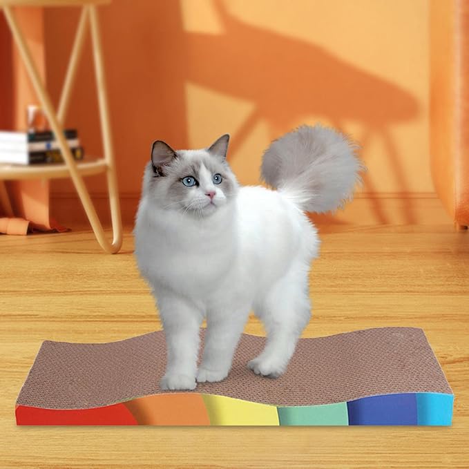 Cat Scratching Board Bed Scratching Pad Corrugated Cardboard Scratcher Nest Scratching for Furniture Protection Playing Training, Wavy Surface