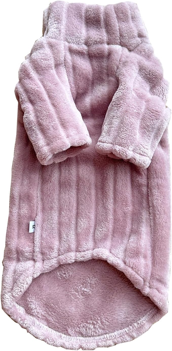 Turtleneck Sweater for Sphynx Cat Soft Coral Fleece Cat Clothes Thick Winter Warm Outfit Coat for Hairless Cats and Small Dogs Apparel with Sleeves (Pink, XL (9-13 lbs))
