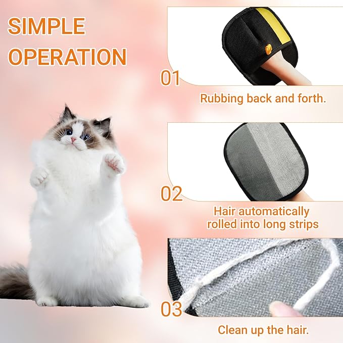 Pet Fur Remover,2pcs Pet Hair Removal Glove, Electrostatic Gloves Pet Hair, Reusable Cats & Dogs Grooming Gloves for Hair Removal