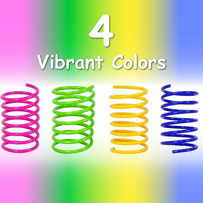 Cat Spring Toy, 15 Pcs Cat Kittens Toys Plastic Colorful Coil Spiral Springs for Swatting, Biting, Hunting, and Active Healthy Play Interactive Toys Indoor Cats
