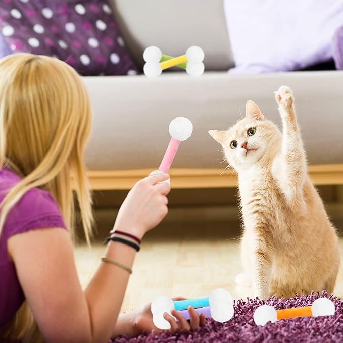 CiyvoLyeen Swabs Catnip Toys Set of 6 Soft Plush Kicker Toys - Interactive Kitty Kick Sticks for Cat Lovers Gift - Sturdy Teething Chew Toy