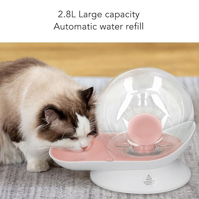 Pet Water Dispenser Snail Shape Automatic Water Drinking Fountain 2.8L Large Capacity for Dogs and Cats (Pink)