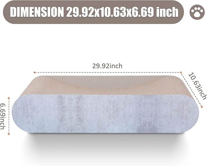 2 in 1 Cat Scratcher Cardboard Lounge Bed, Cat Scratching Post, Durable Board Pads Prevents Furniture Damage,Large (Reversible Grey)