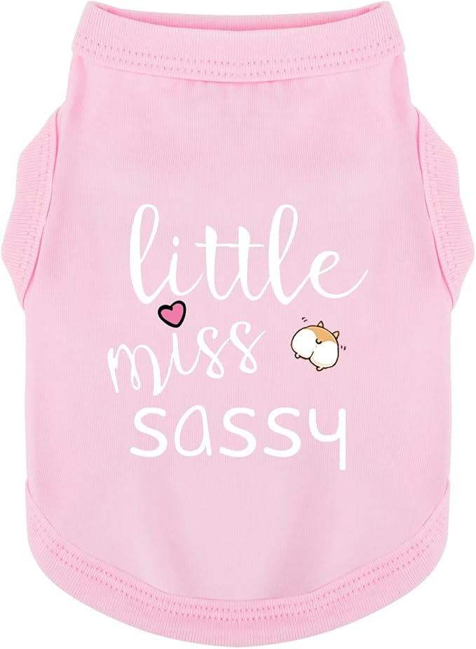 Paiaite Dog Clothes Fashionable Sleeveless Pet Vest: 'Little Miss Sassy' Printed Cotton Dog Shirt, Ideal for Small, Medium, and Large Breeds, Ensuring Comfort and Breathability Pink XXL