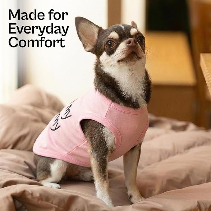 Parisian Pet Dog Shirt for Mother's Day - 100% Cotton Shirts for Large Dogs - Pink Sleeveless Girl Pet Clothes - Lightweight Pet Tshirts - Breathable Puppy Clothes - Stretchy I Love My Mommy Dog Shirt