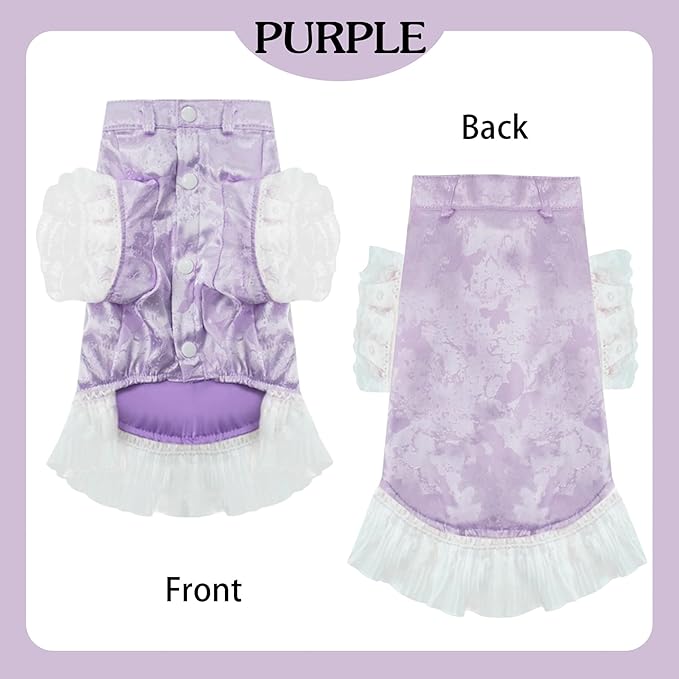 MAMORE Dog Shirts Dress, Elegant Embroidery Couple Dog Clothes for Girl Boy Small Medium Dogs Puppy Cats Set (Purple, 4X-Large)
