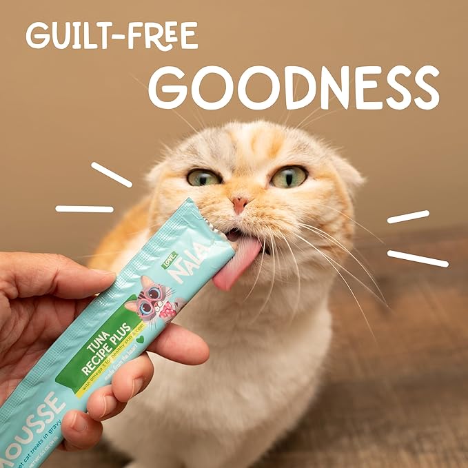 LOVE, NALA - Natural Lickable Cat Squeeze Up Treat,Topper - Tuna & Salmon Mousse - Wet Food Cat Puree - Grain Free, Non-GMO, Minerals, Vitamins - 4 Pack 2 oz.