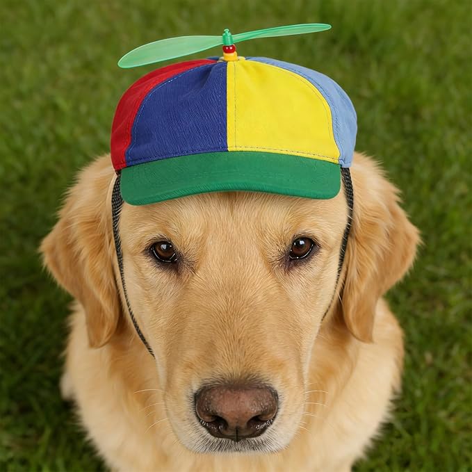 Cats Dogs Propeller Hat Halloween Costume Accessory for Cats Dogs Cute Funny Colorful Pets Rainbow Helicopter Hat Baseball Cap