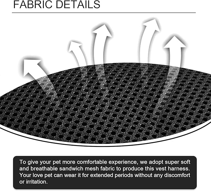 Vest Harness Leash Set for Small Dog Large Cat, Kitten Escape Proof Adjustable Jacket with Lead for Puppy Fat Cat Outdoor Walking, Soft Breathable Mesh Coat with Reflective Strip,XL Black