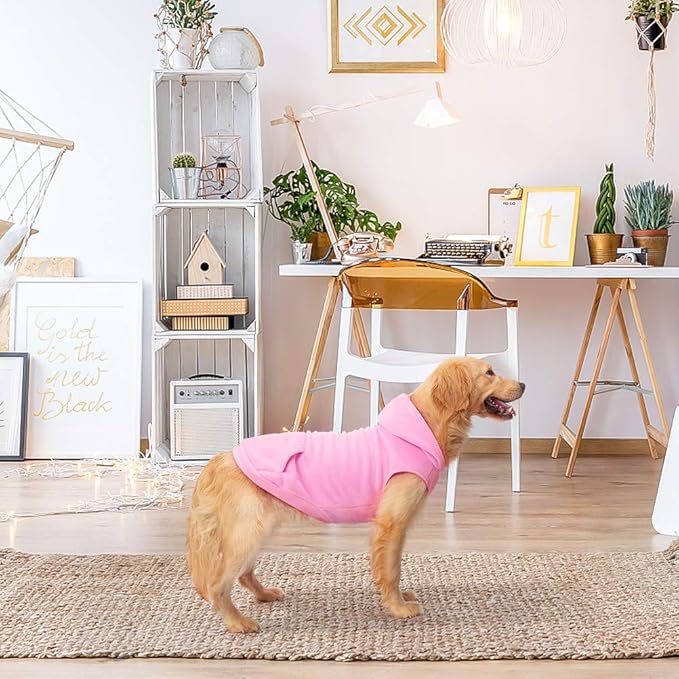 EXPAWLORER Dog Hoodie Fleece Sweater Vest, Hooded Dog Sweatshirt Fall Winter Pet Clothes with Leash Hole, Sleeveless Warm Cozy Puppy Clothing for Cat Small Medium Large Dogs Girl Boy, Pink XXL