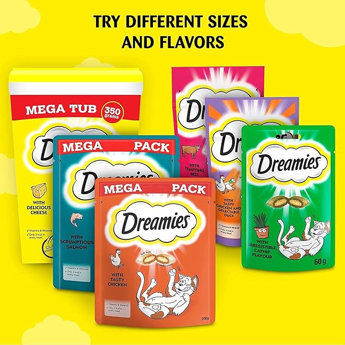 Dreamies Catnip 8 Pouches, Cat Treats Tasty Snacks with Delicious Catnip, Pack of 8 (8 x 60 g)
