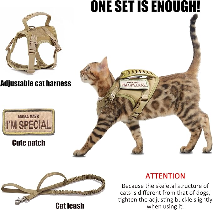 AIWAI Cat Harness and Leash for Walking, Escape Proof Soft Adjustable Vest Harnesses for Cats, Easy Control Breathable Soft Mesh with Control Handle for Large Cat Small Dog, Gift with Patch