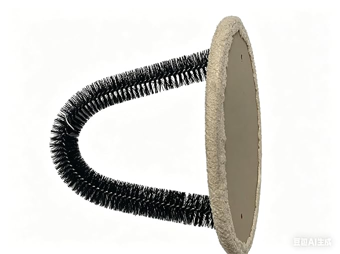 Cat Arch Grooming Brush, Self Groomer wtih Solid Wood Scratching Pad Rubbing Post & Toy with bell Pet Scratchers Fur Massager Cat Face Head Self Grooming Brush for Kittens Small Cats