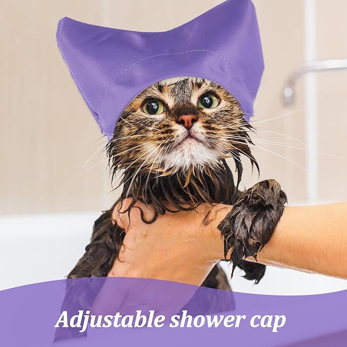 Cat Ear Covers for Bath, Dog Ear Covers for Bath Adjustable Pet Shower Cap Shower Caps Waterproof Small Dog Cat Pet Bathing Drops Guard Grooming Accessories for Kitten Puppy Small Pets Protector