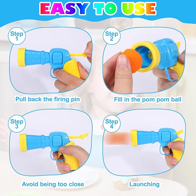 AIERSA Interactive Cat Toys for Indoor Cats, Cat Ball Launcher with 30 Plush Balls for Bored Adult Cats, Cat Toy Gun with Pom Poms, Cat Lover Gifts for Women