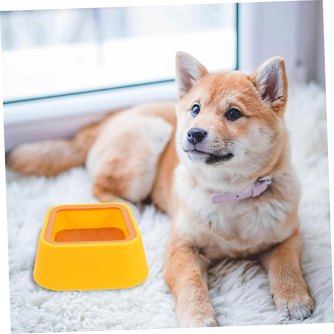 POPETPOP Innovative Floating Cat Dog Water Bowl No Spill Sturdy Plastic Dry-Mouth Cat Feeder Pet Accessory