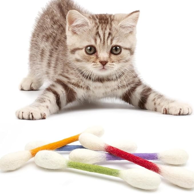 Swabs Cat Toys with Catnip - 6 Pk | Durable for Chew, Cute Cat Toys Interactive Kitty for Boredom, Exercise, & Play | Filled w/Organic Catnip for Anxiety & as Digestive Aid