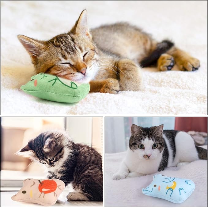 Catnip Toys for Indoor Cats - 5PCS Plush Cat Chew Toys Teething Interactive Catnip Filled Kitten Toy Soft Pet Toy