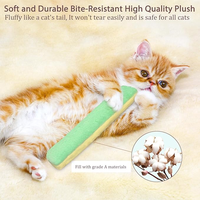 Retro Shaw Cat Toys Pillows, Refillable Catnip Toys with Crinkle Sound Inside, Interactive Indoor Cat Nip Kitten Kicker Kitty Toy Promotes Exercise, 3 Pack