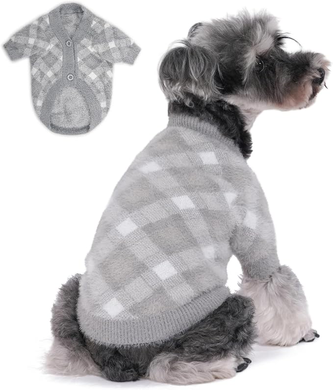 Dog Sweater, Sweaters for Small Dogs, Warm Soft Pet Clothes for Puppy, Medium Large Cat, Dogs Girl or Boy, Dog Shirt for Winter Christmas (Grey, Small)